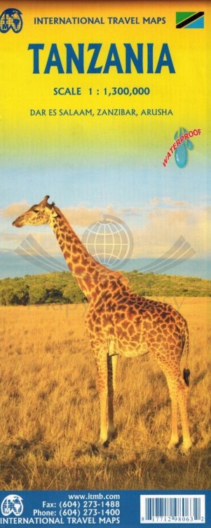 Tanzania 1:1 300 000. Wodoodporna mapa samochodowo-turystyczna wydawnictwa ITMB. Okładka