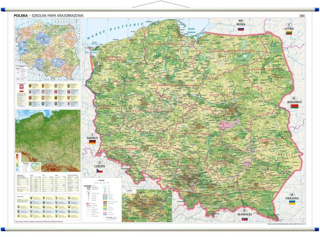 Polska 1:500 000. Mapa ścienna krajobrazowa. Wyd. 2025
