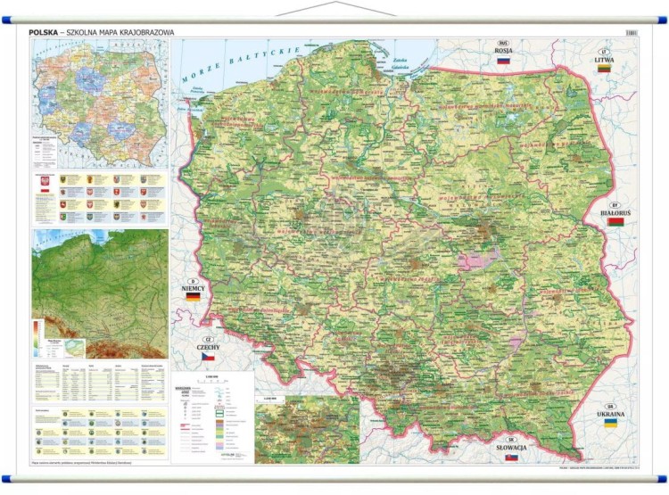 Polska 1:500 000. Mapa ścienna krajobrazowa