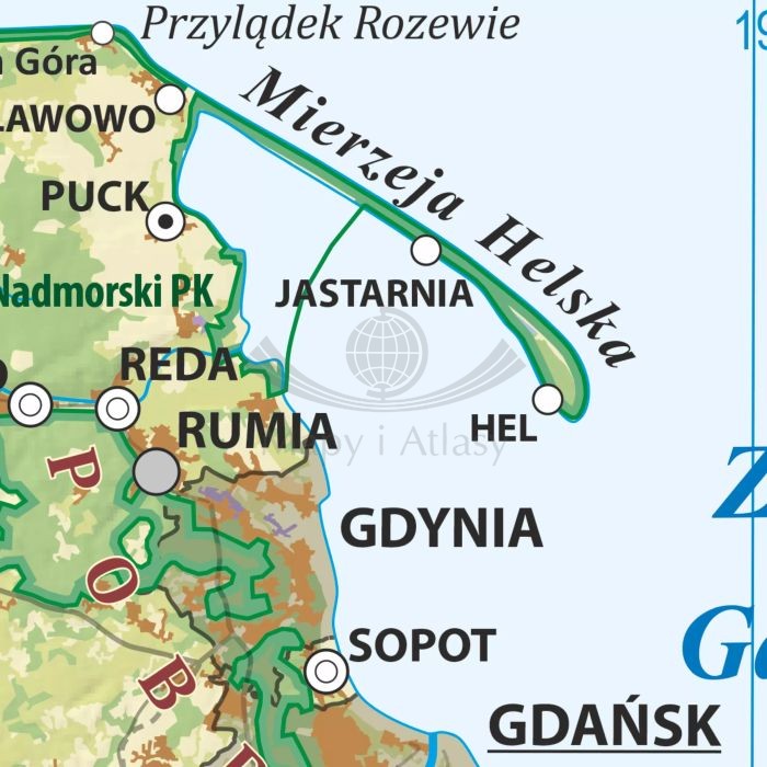 Polska 1:500 000. Mapa ścienna krajobrazowa. Fragment 2