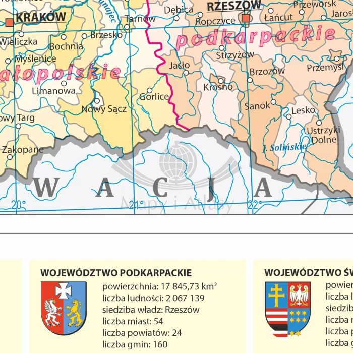 Polska 1:500 000. Mapa ścienna krajobrazowa. Fragment 5