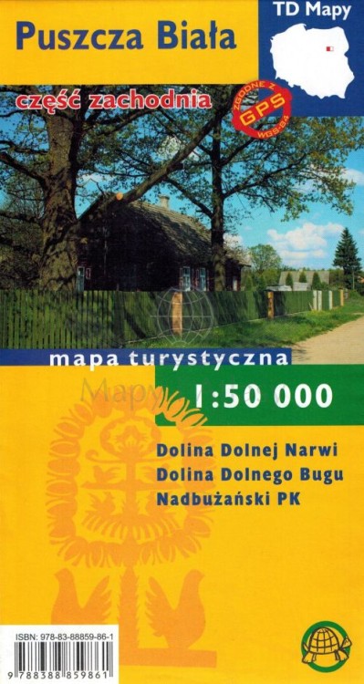 Puszcza Biała, część zachodnia 1:50 000. Mapa turystyczna wydawnictwa TD Mapy. Okładka
