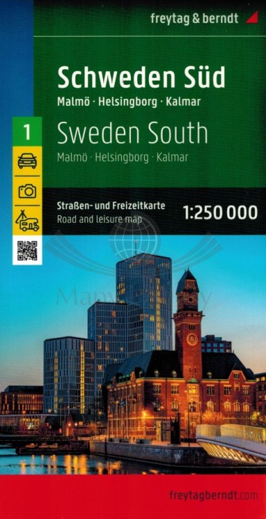 Szwecja Południowa. Malmo, Helsingborg, Kalmar. Mapa samochodowo-turystyczna /1/ wydawnictwa Freytag & Berndt. Okładka