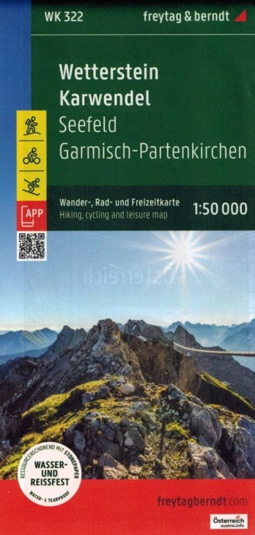 Wetterstein, Karwendel, Seefeld, Garmisch-Partenkirchen. Wodoodporna mapa turystyczna WK 322 wydawnictwa Freytag & Berndt. Okładka