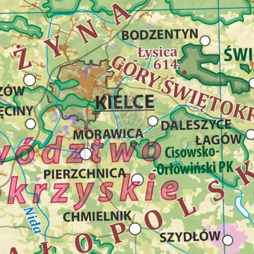 Polska 1:500 000. Mapa krajobrazowa. Wersja do wpinania. Fragment 1