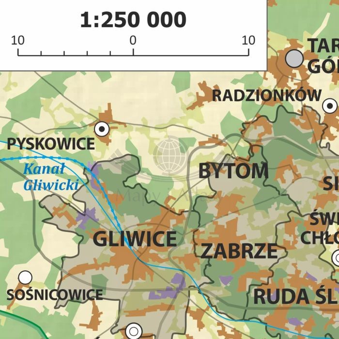 Polska 1:500 000. Mapa krajobrazowa. Wersja do wpinania. Fragment 6