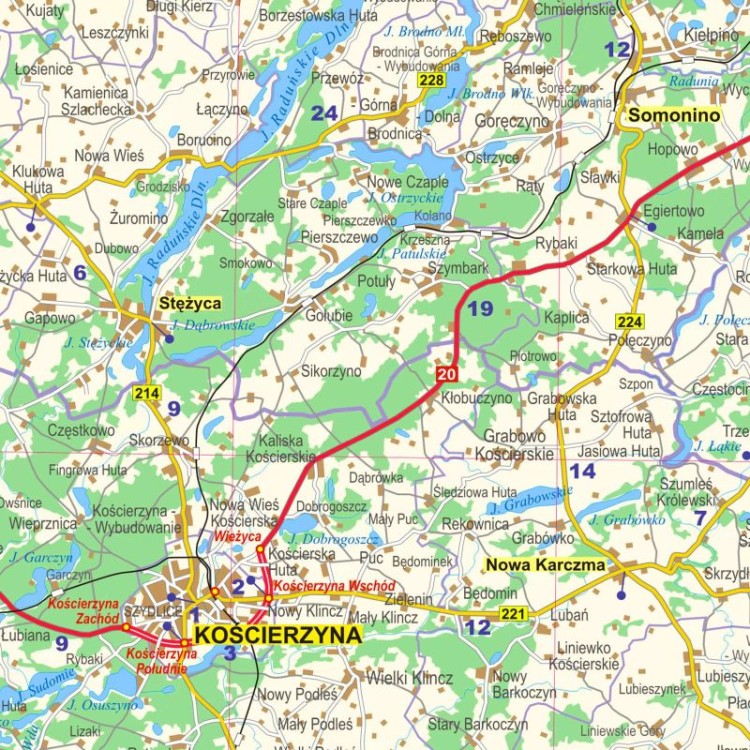 Okolice Gdańska 1:100 000. Mapa ścienna administracyjno-drogowa. Fragment 3
