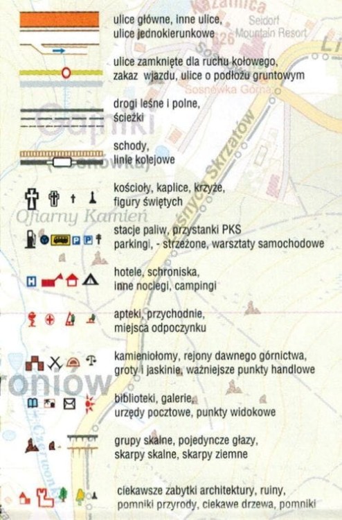 Karpacz i okolice 1:12 500. Laminowana mapa turystyczna / Plan miasta wydawnictwa Galileos. Legenda 1