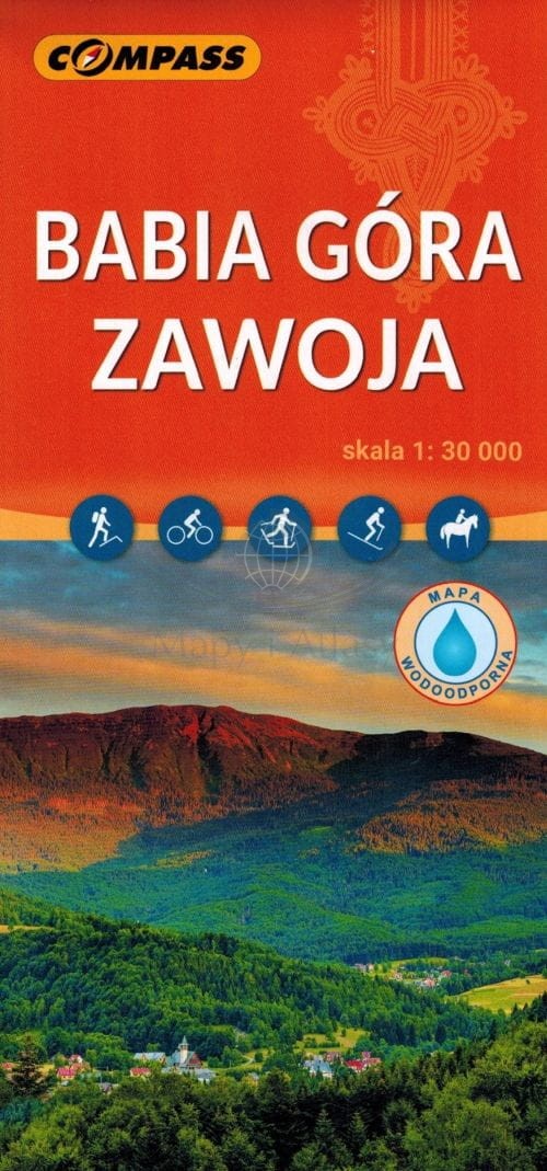 Babia Góra i Zawoja 1:30 000. Laminowana mapa turystyczna. Compass