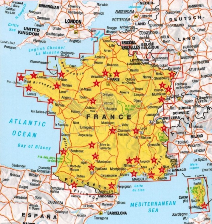 Francja 1:300 000. Atlas samochodowo-turystyczny wydawnictwa Marco Polo. Zasięg