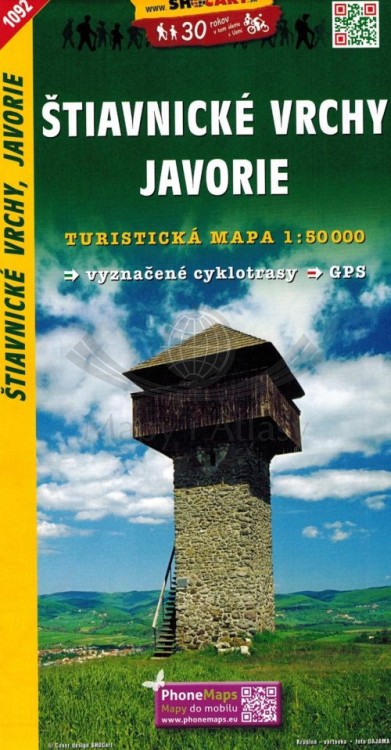 Góry Szczawnickie, Jaworze / Stiavnicke Vrchy, Javorie. Mapa turystyczna 1092 wydawnictwa Shocart. Okładka