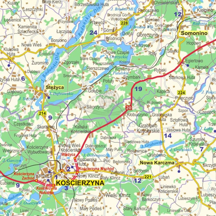 Okolice Gdańska 1:100 000. Arkusz, mapa ścienna administracyjno-drogowa. Fragment 3