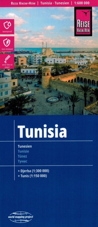 Tunezja 1:600 000. Wodoodporna mapa samochodowo-turystyczna wydawnictwa Reise Know-How. Okładka