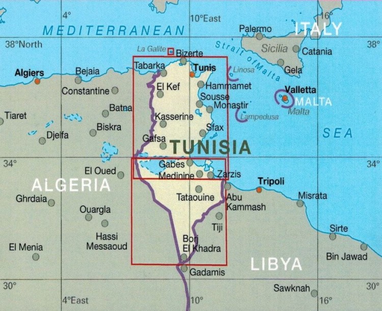 Tunezja 1:600 000. Wodoodporna mapa samochodowo-turystyczna wydawnictwa Reise Know-How. Zasięg