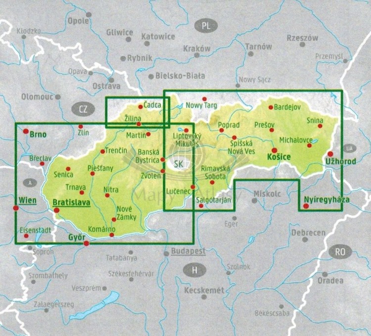 Słowacja 1:200 000. Mapa samochodowo-turystyczna wydawnictwa Freytag &amp; Berndt. Zasięg