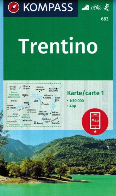 Trydent i okolice. Zestaw trzech map turystycznych 683 wydawnictwa Kompass. Mapa 1 - okładka