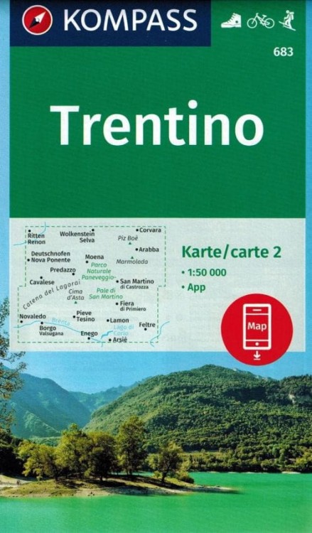 Trydent i okolice. Zestaw trzech map turystycznych 683 wydawnictwa Kompass. Mapa 2 - okładka