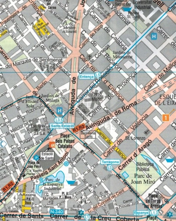 Barcelona 1:10 000. Wodoodporna mapa / Plan miasta wydawnictwa Freytag & Berndt. Fragment 1