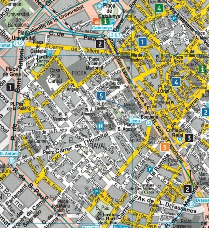 Barcelona 1:10 000. Wodoodporna mapa / Plan miasta wydawnictwa Freytag & Berndt. Fragment 2