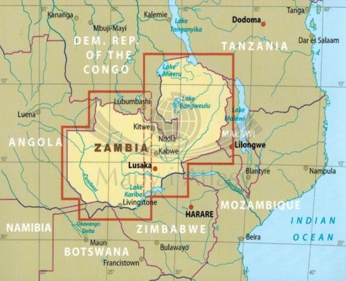Zambia 1:1 000 000. Wodoodporna mapa samochodowo-turystyczna wydawnictwa Reise Know-How. Zasięg