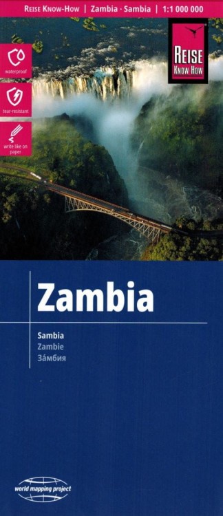 Zambia 1:1 000 000. Wodoodporna mapa samochodowo-turystyczna wydawnictwa Reise Know-How. Okładka