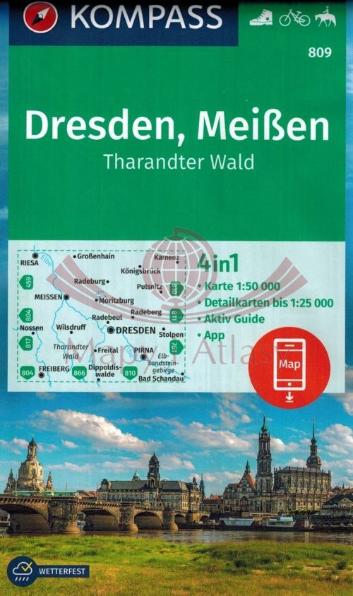 Drezno i Miśnia. Wodoodporna mapa turystyczna 809. Kompass
