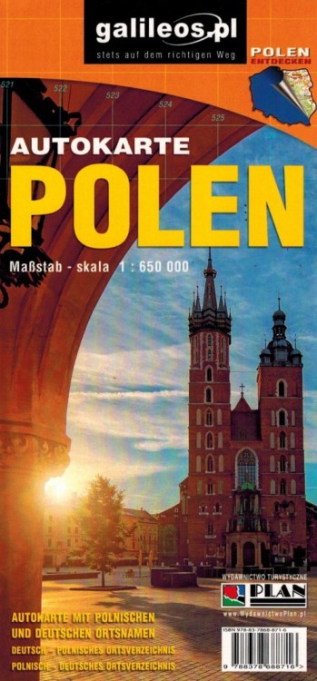 Polen / Polska 1:650 000. Mapa samochodowa wydawnictwa Galileos. Okładka 2