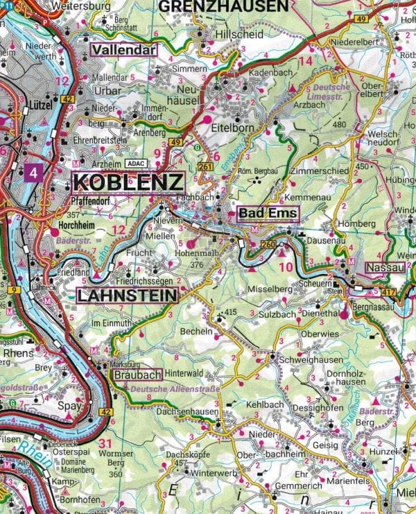 Eifel, Mosel, Hunsruck, Westerwald 1:150 000. Mapa samochodowo-turystyczna wydawnictwa Freytag & Berndt. Fragment 1