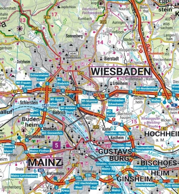 Eifel, Mosel, Hunsruck, Westerwald 1:150 000. Mapa samochodowo-turystyczna wydawnictwa Freytag & Berndt. Fragment 2