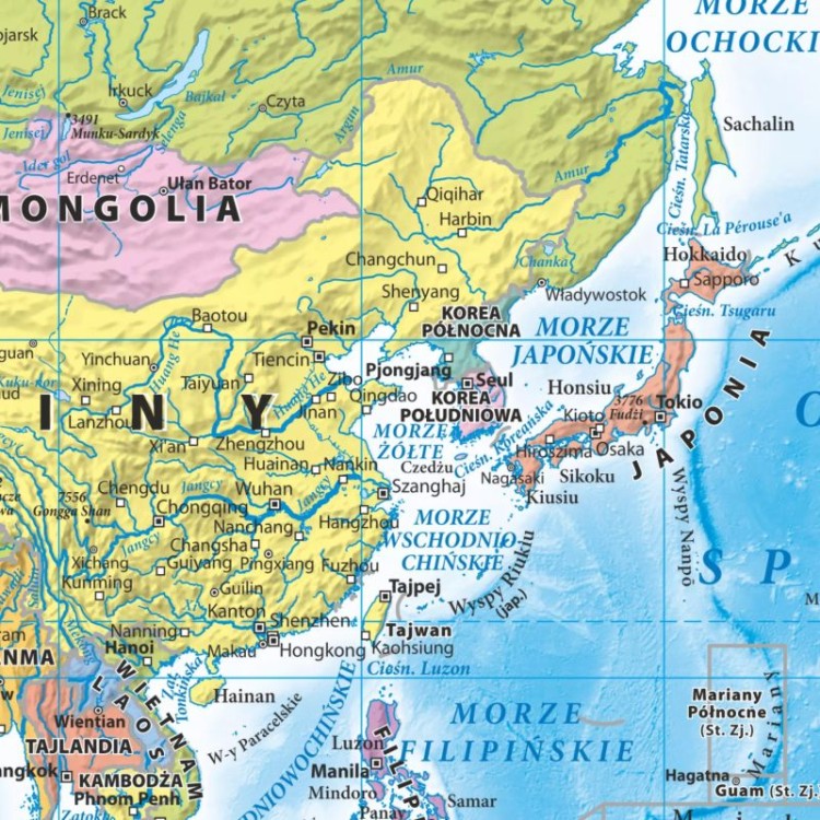 Świat 1:60 000 000. Mapa ścienna polityczna. Fragment 1
