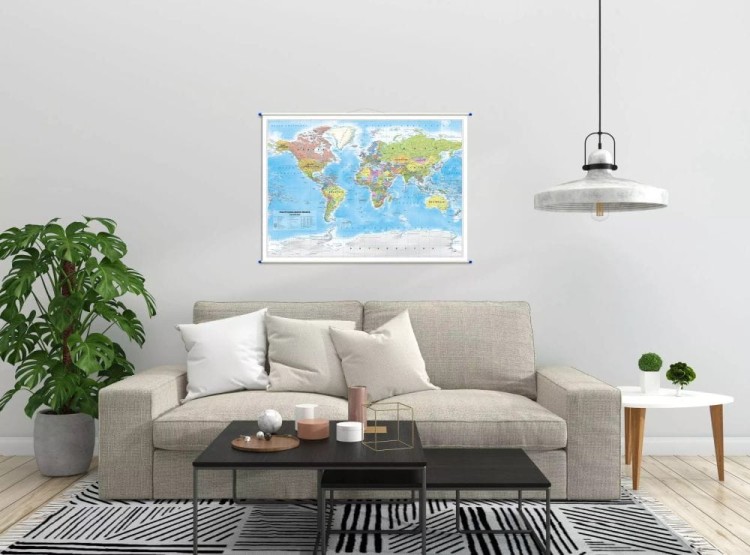 Świat 1:60 000 000. Mapa ścienna polityczna. Przykład aranżacji