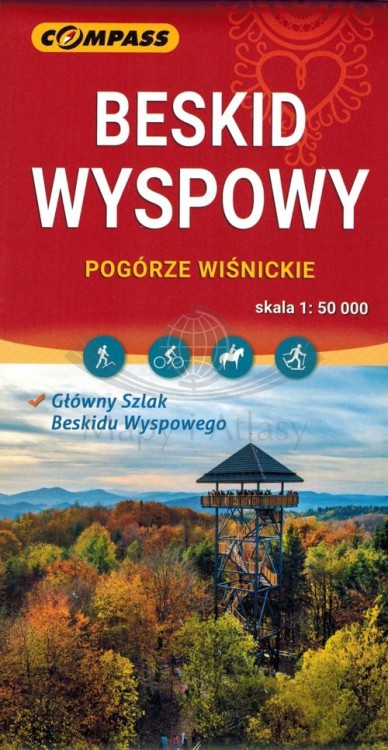 Beskid Wyspowy i Pogórze Wiśnickie 1:50 000. Mapa turystyczna wydawnictwa Compass. Okładka