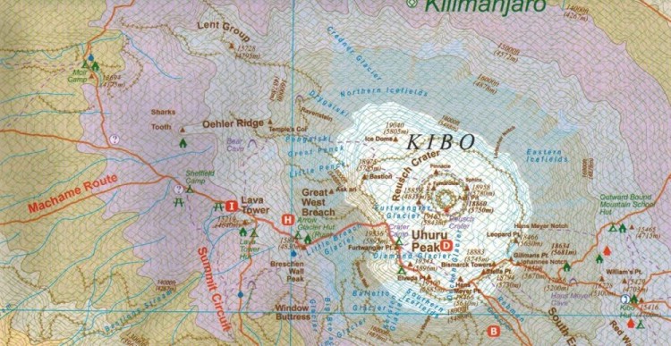 Kilimandżaro i północna Tanzania. Mapa samochodowo-turystyczna wydawnictwa ITMB. Fragment 1