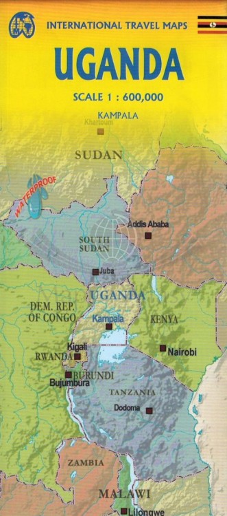 Uganda 1:600 000. Wodoodporna mapa samochodowo-turystyczna wydawnictwa  ITMB. Zasięg