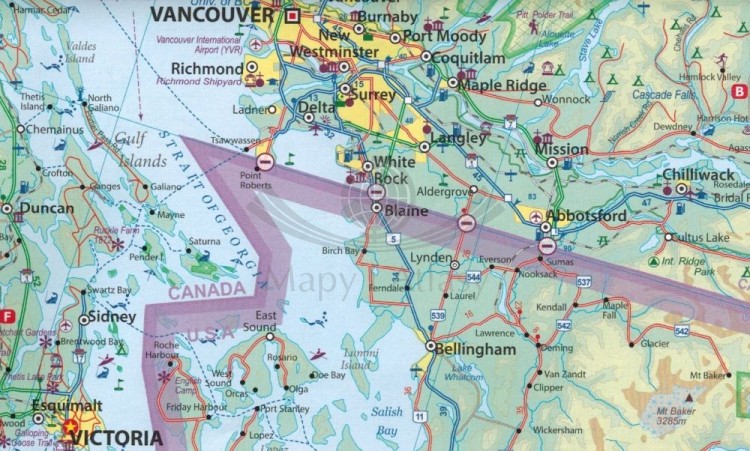 Południowa Kolumbia Brytyjska i Alberta 1:900 000. Mapa samochodowo-turystyczna wydawnictwa ITMB. Fragment 1