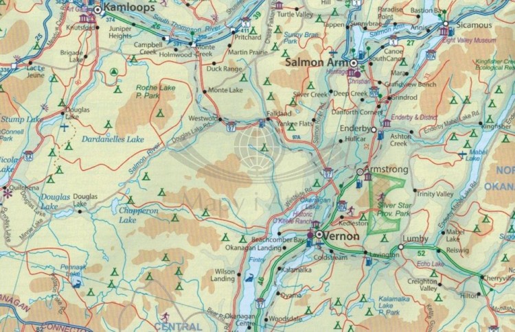 Południowa Kolumbia Brytyjska i Alberta 1:900 000. Mapa samochodowo-turystyczna wydawnictwa ITMB. Fragment 2