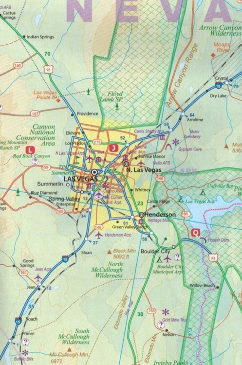 Nevada i północna Kalifornia 1:875 000. Mapa samochodowo-turystyczna wydawnictwa ITMB. Fragment 2