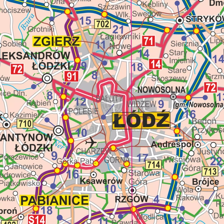 Polska 1:350 000. Mapa ścienna administracyjno-drogowa. Fragment 1