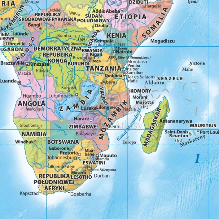 Świat 1:60 000 000. Mapa polityczna. Wersja magnetyczna. Fragment 5