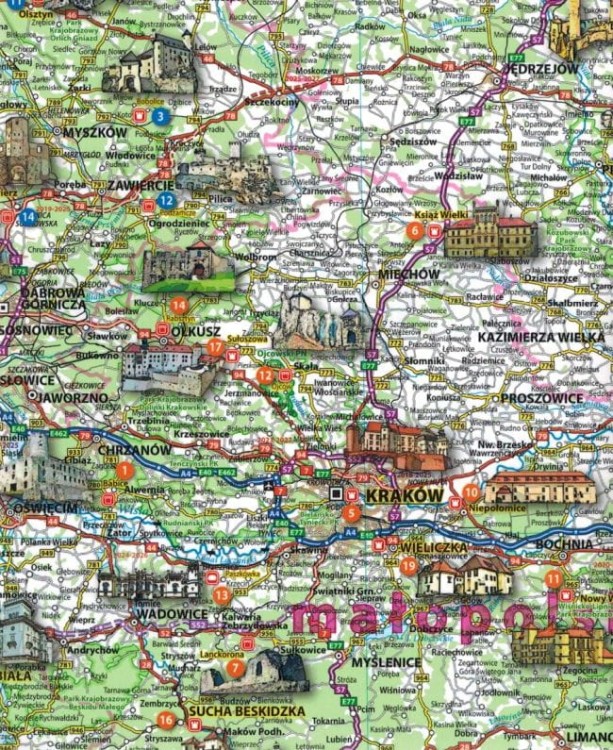 Polska 1:800 000. Mapa turystyczna zamków Polski wydawnictwa NEO-PILOT. Fragment 2