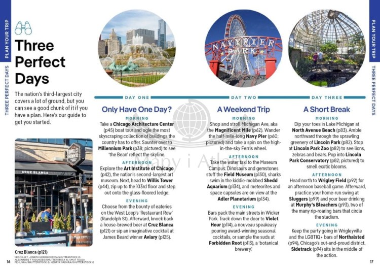 Chicago. Przewodnik Pocket z planem miasta wydawnictwa Lonely Planet. Przykładowe strony 2