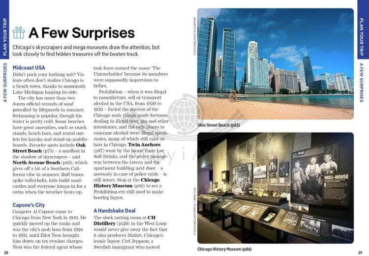 Chicago. Przewodnik Pocket z planem miasta wydawnictwa Lonely Planet. Przykładowe strony 4