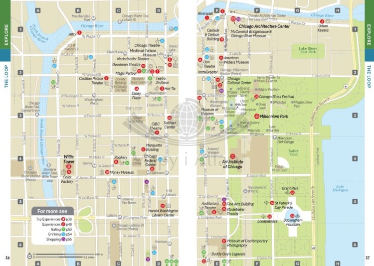 Chicago. Przewodnik Pocket z planem miasta wydawnictwa Lonely Planet. Przykładowe strony 5