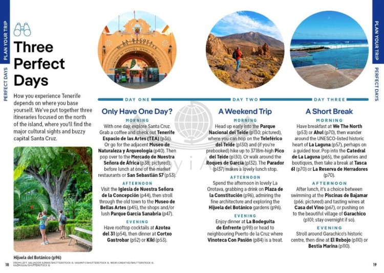 Teneryfa / Tenerife. Przewodnik Pocket z mapą wyspy wydawnictwa Lonely Planet. Przykładowe strony 3