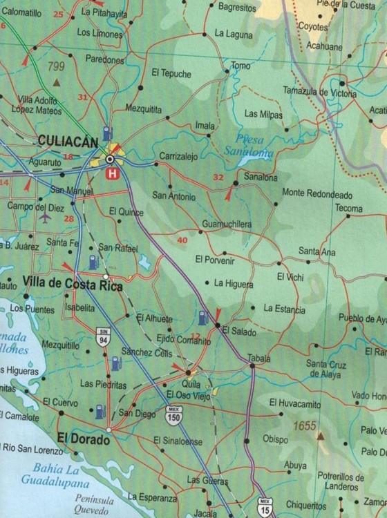 Meksyk. Sonora i Sinaloa. Mapa samochodowo-turystyczna wydawnictwa ITMB. Fragment 2