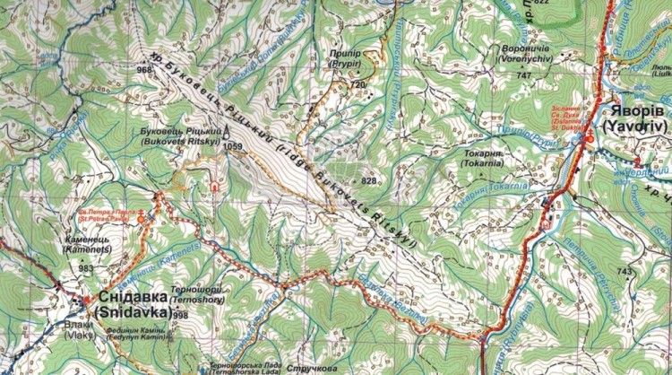 Góry Pokucko-Bukowińskie 1:50 000. Wodoodporna mapa turystyczna wydawnictwa ASSA. Fragment 3