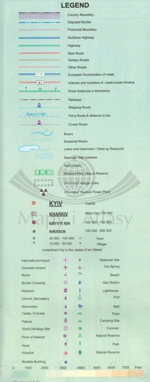 Ukraina 1:1 000 000. Wodoodporna mapa samochodowo-turystyczna wydawnictwa ITMB. Legenda