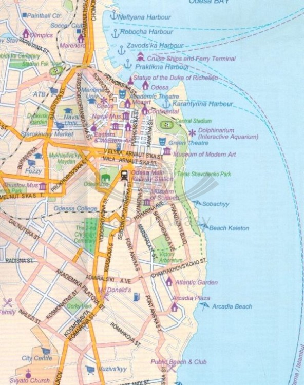 Ukraina 1:1 000 000. Wodoodporna mapa samochodowo-turystyczna wydawnictwa ITMB. Plan miasta - przykładowy fragment