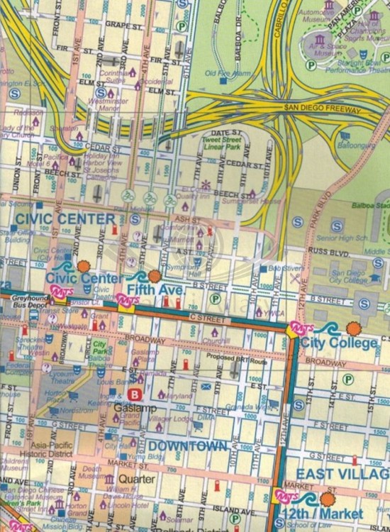 San Diego i południowa Kalifornia. Plan miasta / Mapa samochodowo-turystyczna wydawnictwa ITMB. Fragment 3