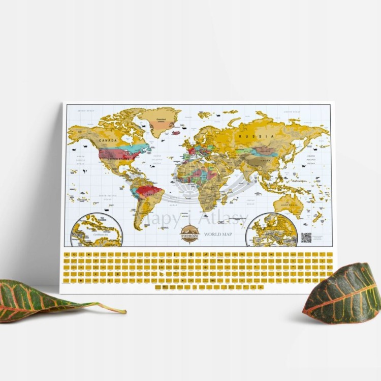 Świat. Mapa zdrapka 47 x 61 cm. Przykład oprawy i aranżacji 2